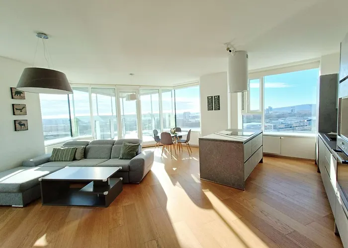 Sag Panorama Apartment 3 Rooms 19Th Floor Great View Free Parking