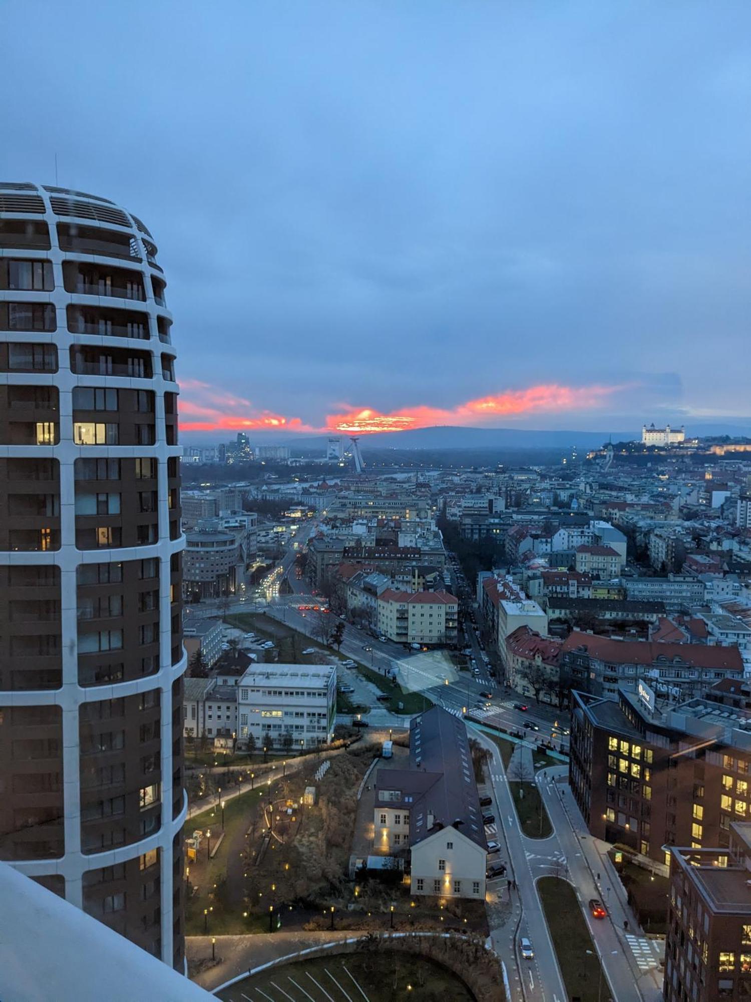 With Sunset View Over